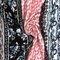 Deep Blue-Pink-Multi Striped Floral Print Rayon Stretch Jersey Knit Fabric By the Yard